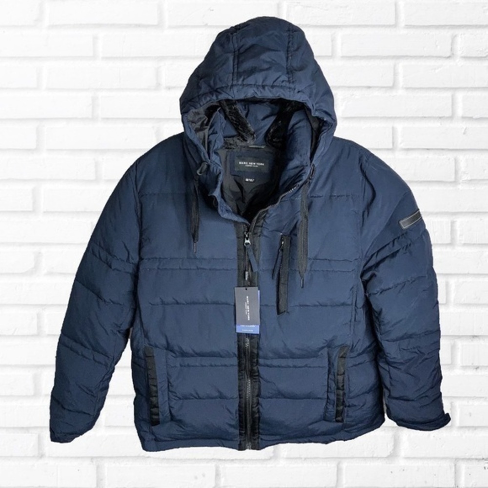 MENS MARC NEW YORK HUXLEY CRINKLE DOWN JACKET WITH REMOVABLE HOOD OUTERW…